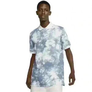 Nike "The Fog Wash" Golf Polo Shirt Blue/White Tie Dye Medium NWOT!